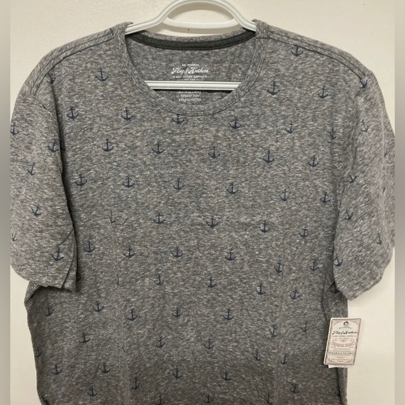 Flag & Anthem Mens T-Shirt Large Grey Anchor Tee Adult Short Sleeve Blank NWT - Picture 6 of 9